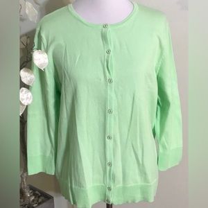 🍀 NEW! Croft & Barrow Soft Green Cotton Button Down Cardigan Sweater Size XL